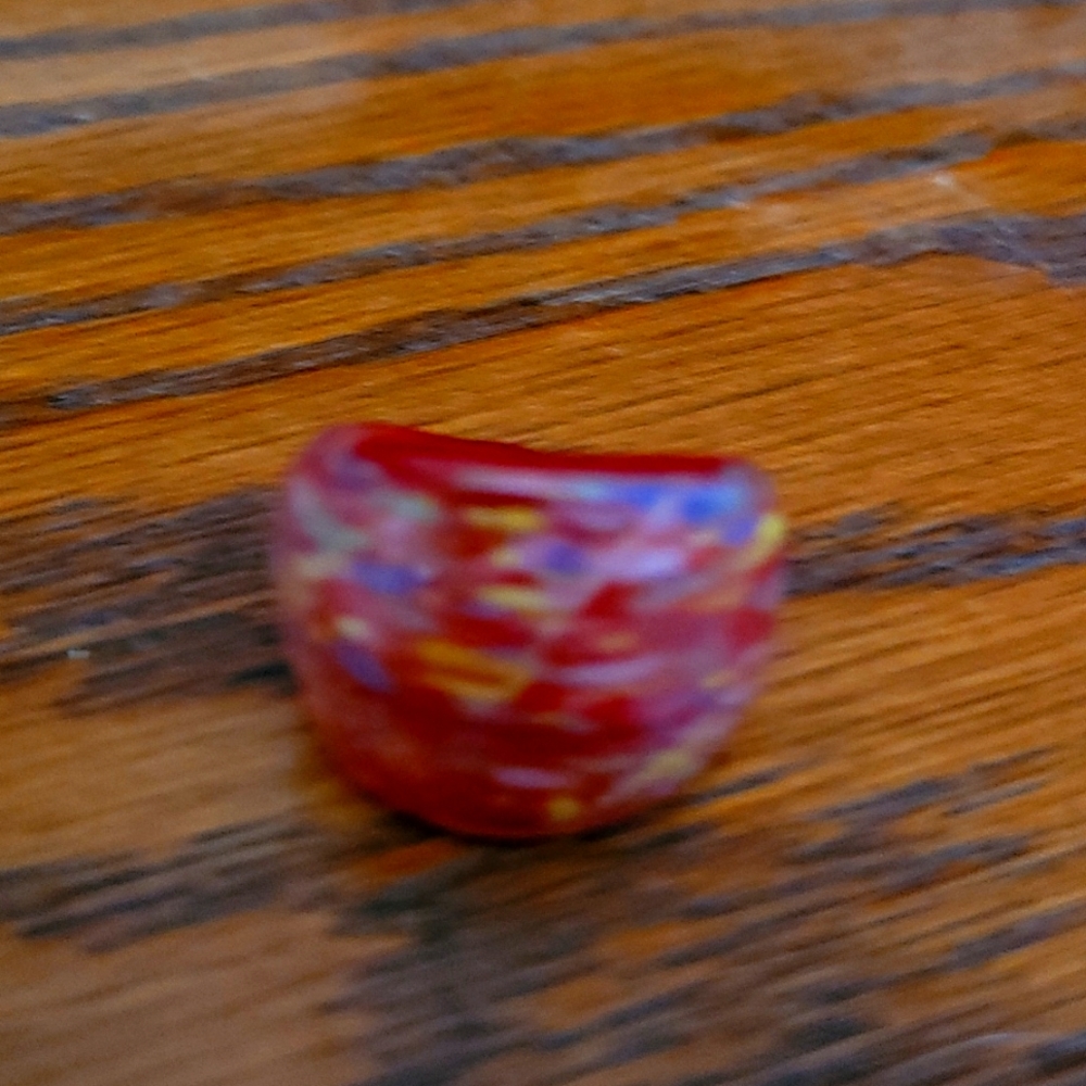 Red multi colored glass ring